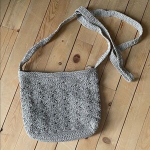 Gray Crochet Shoulder Bag